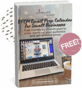 black friday cyber monday email prep calendar for small businesses. Download now for freee
